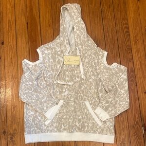 Vintage Havana Leopard Print Cold Shoulder Hoodie